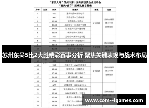 苏州东吴5比2大胜精彩赛事分析 聚焦关键表现与战术布局 苏州东吴5比2大胜精彩赛事分析 聚焦关键表现与战术布局