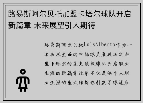 路易斯阿尔贝托加盟卡塔尔球队开启新篇章 未来展望引人期待